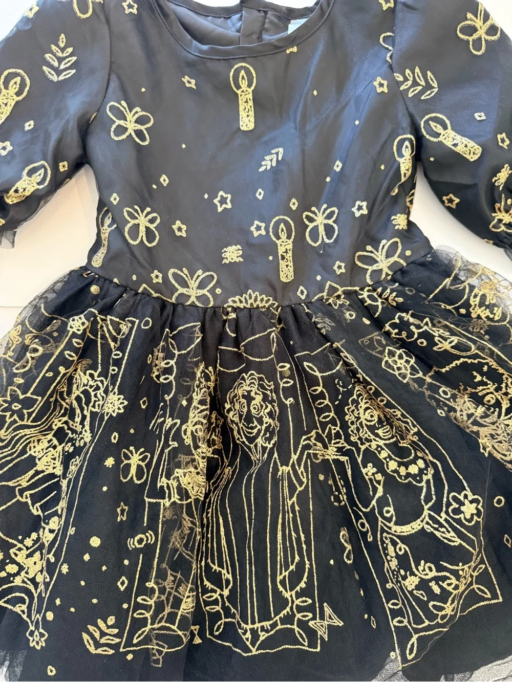 Disney Parks Encanto Black Tulle Gold Glitter Party Dress Sz 5/6